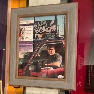 Gray Framed Bada Bing! Wall Art signed tony soprano with certificate